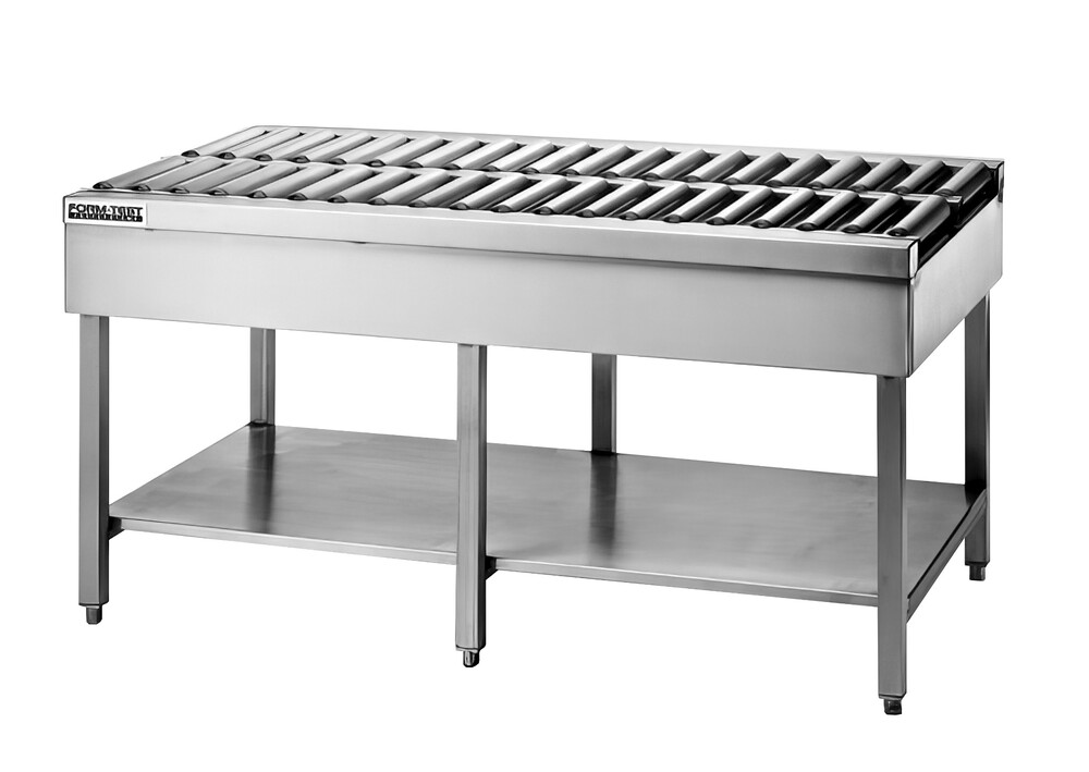 Laboratóriumi rendszerasztal dupla görgős szállítószalaggal